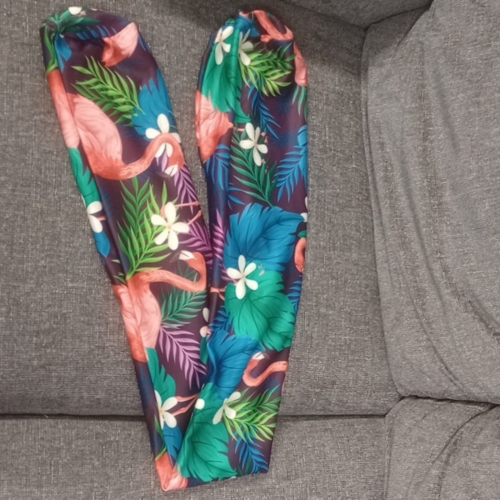 Flamingo Tropical Print Leggings